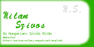 milan szivos business card